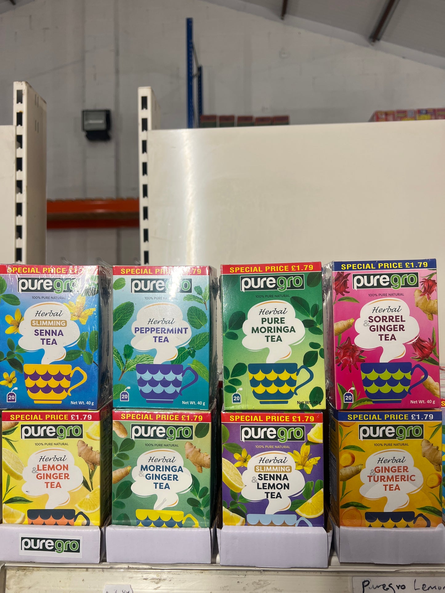 Various Puregro Herbal Teas.